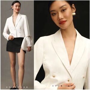 Anthropologie cropped white jacket